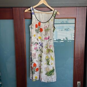Moulinette Soeurs Anthropologie Tuileries Botanical Floral Print Silk Dress